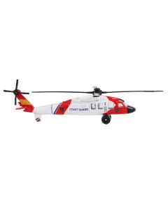 Sikorsky HH-60J Jayhawk Helicopter White and Red "United States Coast Guard" with Runway Section Diecast Model by Runway24