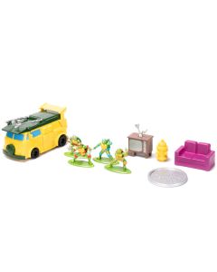 "Teenage Mutant Ninja Turtles" Turtle Lair Diorama Set with Figures and Party Wagon "Nano Scene" Series Model by Jada