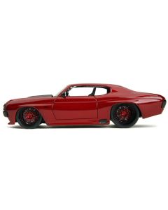 1971 Chevrolet Chevelle SS Red Metallic with Black Stripes "Pink Slips" Series 1/24 Diecast Model Car by Jada