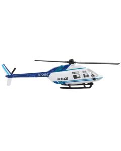 Bell 206 Jetranger Helicopter White and Blue "Police-N70650" with Runway Section Diecast Model by Runway24