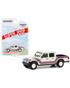 2021 Jeep Gladiator Pickup Truck "Super Jeep Tribute" White with Red and Blue Stripes "Hobby Exclusive" Series 1/64 Diecast Model Car by Greenlight