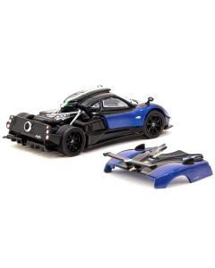 Pagani Zonda Cinque Bianco Blu Francia Blue Metallic and Black "Global64" Series 1/64 Diecast Model by Tarmac Works