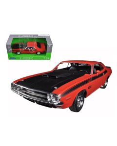 1970 Dodge Challenger T/A Orange with Black Hood and Black Stripes "NEX Models" 1/24 Diecast Model Car by Welly