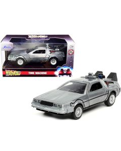 DeLorean DMC (Time Machine) Brushed Metal "Back to the Future Part I" (1985) Movie "Hollywood Rides" Series 1/32 Diecast Model Car by Jada