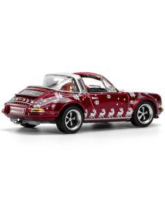 Singer Targa Red Metallic with Graphics "2023 Merry Christmas" 1/64 Diecast Model Car by Pop Race