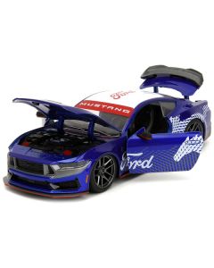 2024 Ford Mustang Dark Horse Candy Blue with White Top and "Mustang Horse Graphics" "Bigtime Muscle" Series 1/24 Diecast Model Car by Jada