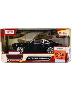 1974 Ford Maverick Black "Forgotten Classics" Series 1/24 Diecast Model Car by Motormax