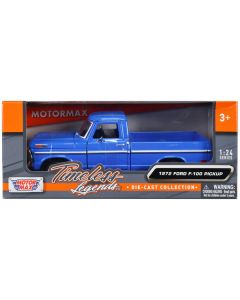 1972 Ford F-100 Pickup Truck Blue "Timeless Legends" Series 1/24 Diecast Model Car by Motormax