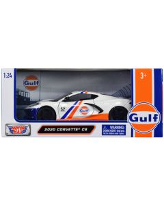 2020 Chevrolet Corvette C8 #52 White and Light Blue with Stripes "Gulf Oil" "Gulf Die-Cast Collection" 1/24 Diecast Model Car by Motormax