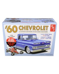 Skill 2 Model Kit 1960 Chevrolet Custom Fleetside Pickup Truck with Go Kart 1/25 Scale Model by AMT