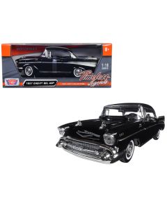 1957 Chevrolet Bel Air Hardtop Black "Timeless Classics" 1/18 Diecast Model Car by Motormax