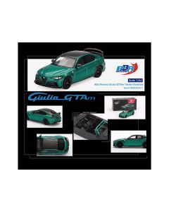 Alfa Romeo Giulia GTAm Verde Montreal Green Metallic with Carbon Top 1/64 Diecast Model Car by BBR