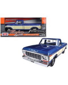 1979 Ford F-150 Pickup Truck 2 Tone Blue/Cream 1/24 Diecast Model Car by Motormax