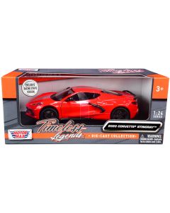 2020 Chevrolet Corvette C8 Stingray Red with Silver Racing Stripes "Timeless Legends" 1/24 Diecast Model Car by Motormax