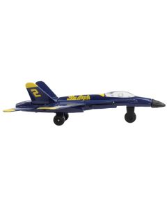 McDonnell Douglas F/A-18A Hornet Fighter Aircraft Blue "United States Navy Blue Angels #2" with Runway Section Diecast Model Airplane by Runway24