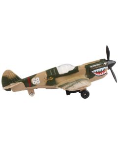 Curtiss P-40 Warhawk Fighter Aircraft Camouflage "Flying Tigers-First American Volunteer Group" with Runway Section Diecast Model Airplane by Runway24