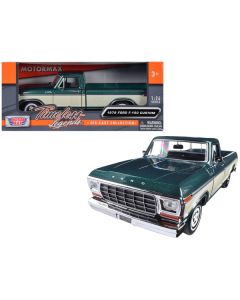 1979 Ford F-150 Pickup Truck Green Metallic and Cream 1/24 Diecast Model Car by Motormax