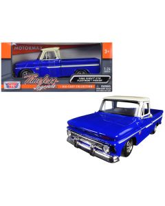 1966 Chevrolet C10 Fleetside Pickup Truck Blue with Cream Top 1/24 Diecast Model Car by Motormax