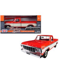 1979 Ford F-150 Custom Pickup Truck Orange and Cream 1/24 Diecast Model Car by Motormax