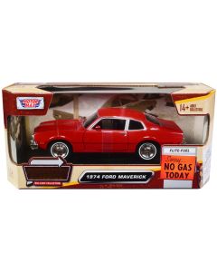 1974 Ford Maverick Red "Forgotten Classics" Series 1/24 Diecast Model Car by Motormax