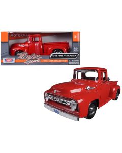 1956 Ford F-100 Pickup Red 1/24 Diecast Model Car by Motormax