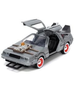 DeLorean DMC (Time Machine) Brushed Metal "Back to the Future Part III" (1990) Movie "Hollywood Rides" Series 1/32 Diecast Model Car by Jada