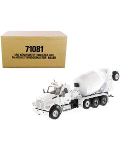 Kenworth T880 SFFA with McNeilus Bridgemaster Concrete Mixer White "Transport Series" 1/50 Diecast Model by Diecast Masters