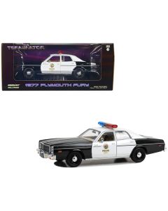 1977 Plymouth Fury Black and White "Metropolitan Police" "The Terminator" (1984) Movie "Hollywood" Series 1/24 Diecast Model Car by Greenlight