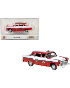 1974 Checker Cab Red and White "Kalamazoo" 1/87 (HO) Scale Model Car by Brekina