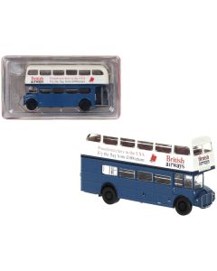 1970 AEC Routemaster Doubledecker Bus Blue and White "British Airways" 1/87 (HO) Scale Model Car by Brekina