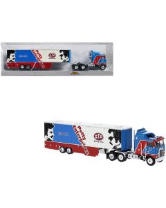 1980 Kenworth K-100 COE Aerodyne Transporter Blue and Red "STP Racing Team - Petty Enterprises" 1/87 (HO) Scale Model Car by Brekina