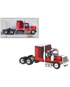 1980 GMC General Truck Tractor Dark Red and Light Red 1/87 (HO) Scale Model Car by Brekina