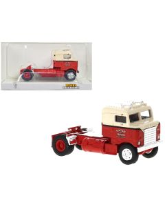 1950 Kenworth Bullnose Truck Tractor Red and Beige "Mackie the Mover" 1/87 (HO) Scale Model Car by Brekina