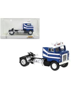 1950 Kenworth Bullnose Truck Tractor Blue with White Top and Stripes 1/87 (HO) Scale Model Car by Brekina