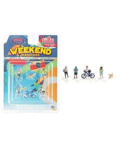 "Weekend Warriors" 6 piece Diecast Figure Set (4 Figures 1 Dog 1 Bicycle) Limited Edition to 2400 pieces Worldwide for 1/64 Scale Models by American Diorama