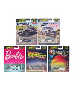 "Pop Culture 2024" 5 piece Set A "Premium Series" Diecast Model Cars by Hot Wheels