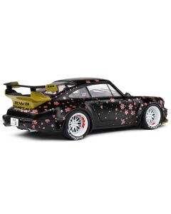 2021 RWB Aoki Matt Black with Cherry Blossom Graphics "Rauh WeltBegriff" 1/18 Diecast Model Car by Solido