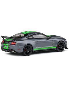 Shelby Mustang GT500 Fast Track Gray Metallic with Neon Green Stripes 1/43 Diecast Model Car by Solido