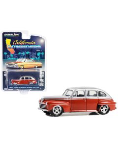 1947 Ford Fordor Super Deluxe Lowrider Red and Silver Metallic "California Lowriders" Series 4 1/64 Diecast Model Car by Greenlight