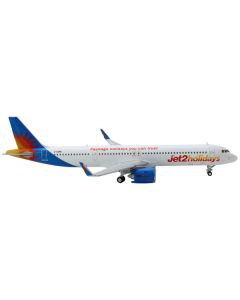 Airbus A321neo Commercial Aircraft "Jet2 Holidays" White with Blue Tail 1/400 Diecast Model Airplane by GeminiJets