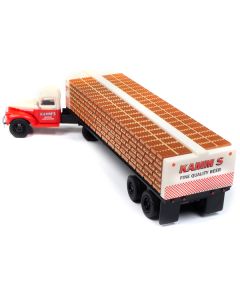 1941-1946 Chevrolet Tractor Red and White with Flatbed Bottle Trailer 