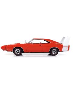 1969 Dodge Charger Daytona Red with White Tail Stripe and Red Interior "Muscle Car & Corvette Nationals" (MCACN) "American Muscle" Series 1/18 Diecast Model Car by Auto World