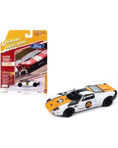 2005 Ford GT #4 White with Orange and Black Stripes "Classic Gold Collection" 2023 Release 2 Limited Edition to 3004 pieces Worldwide 1/64 Diecast Model Car by Johnny Lightning