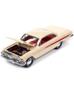 1961 Chevrolet Impala SS 409 Coronna Cream with Red Stripes and Interior "Classic Gold Collection" 2023 Release 2 Limited Edition to 3172 pieces Worldwide 1/64 Diecast Model Car by Johnny Lightning