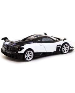 Pagani Huayra BC Bianco Benny White and Black with Blue Stripes "Global64" Series 1/64 Diecast Model by Tarmac Works