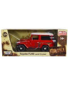 Toyota FJ40 Land Cruiser Red with White Top (Rusted Version) "For Sale" Series 1/24 Diecast Model Car by Motormax