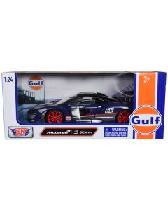 McLaren Senna #56 Dark Blue and Silver with Orange Stripes "Gulf Oil" "Gulf Die-Cast Collection" 1/24 Diecast Model Car by Motormax