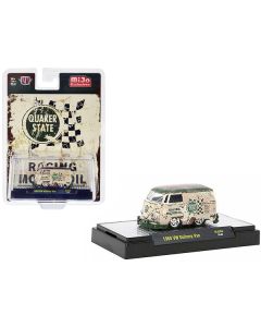 1960 Volkswagen Delivery Van Beige with Green Top (Weathered) "Quaker State" Limited Edition to 4400 pieces Worldwide 1/64 Diecast Model by M2 Machines