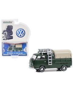 1969 Volkswagen Type 2 Double Cab Pickup Truck Delta Green with Tan Camper Shell "Club Vee-Dub" Series 18 1/64 Diecast Model Car by Greenlight