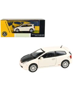 2001 Honda Civic Type R EP3 White with Carbon Hood 1/64 Diecast Model Car by Paragon Models